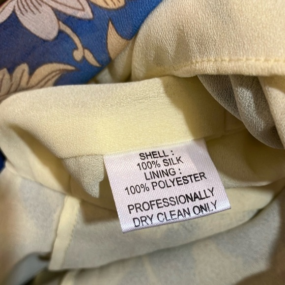 Kay Unger size 6 SILK Blue and Tan Ruched A-Line Midi dress - NWT but FLAWED - Picture 4 of 16